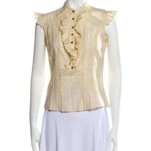 Gold/cream mock neck sleeveless shirt. Size M.